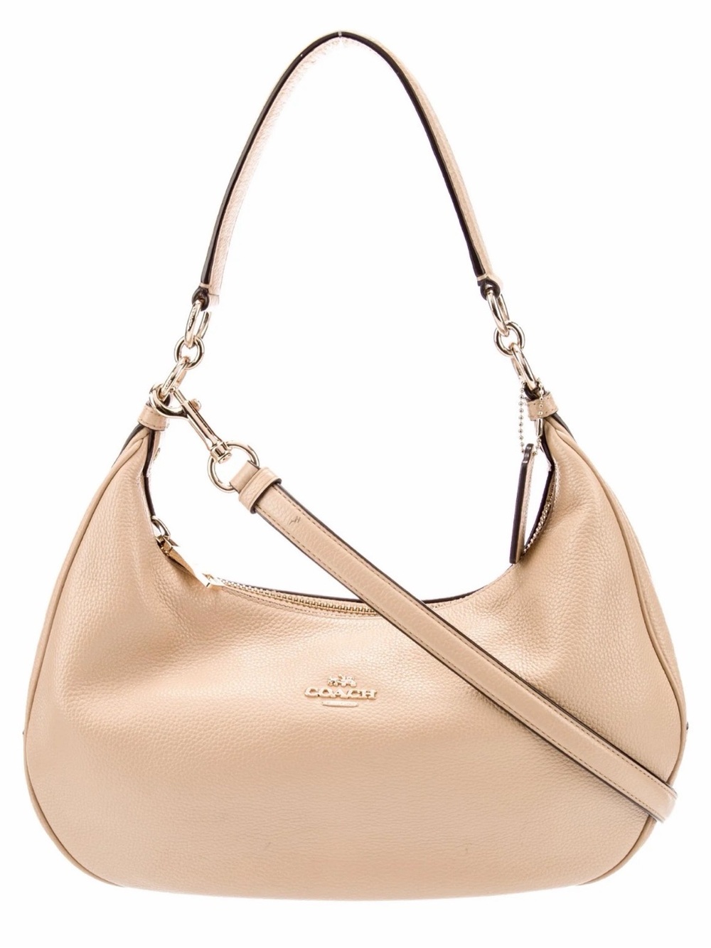 Coach Beige Pebbled Leather Hobo with Gold Hardware